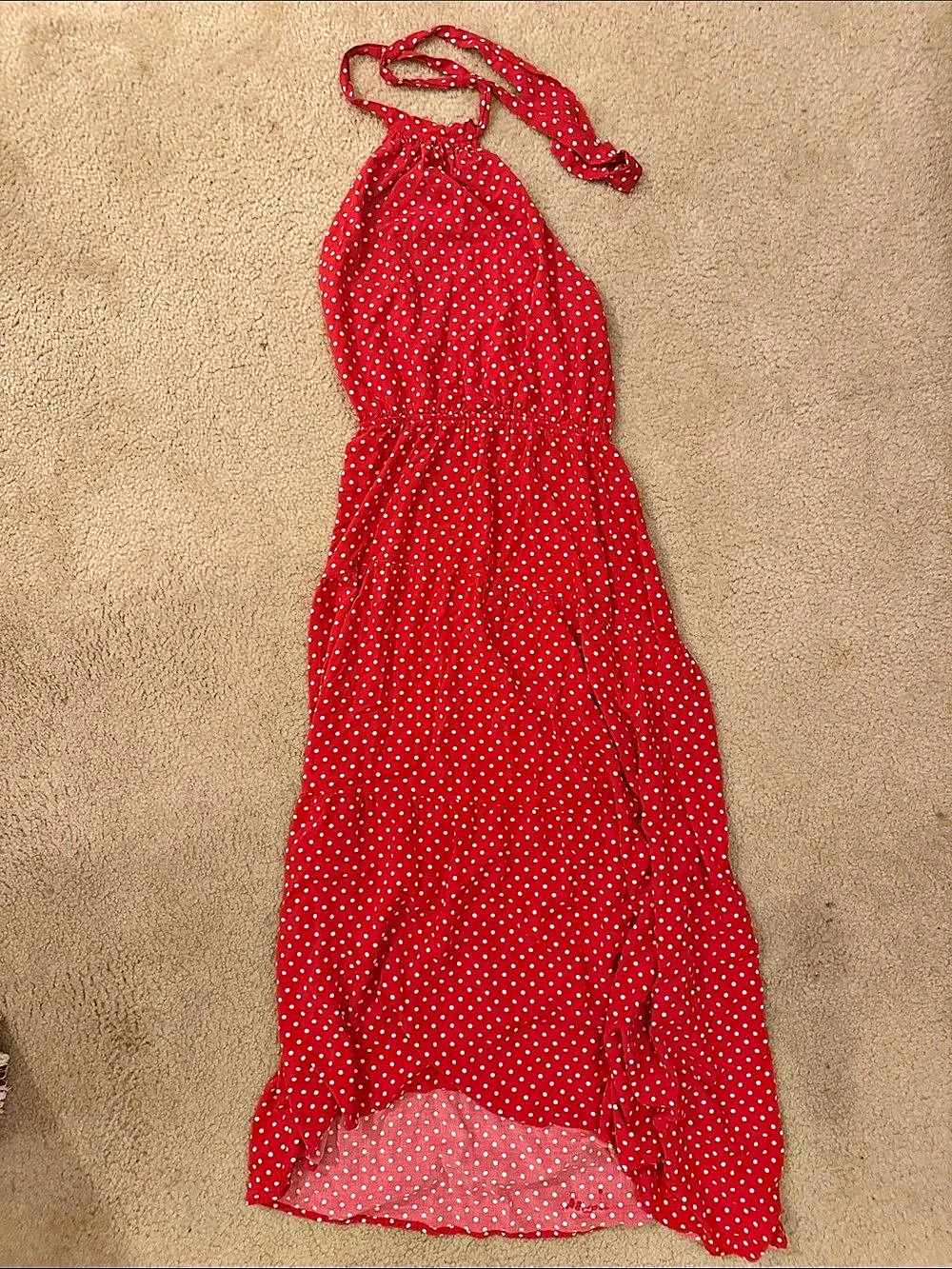 Nine Eight Polka Dot Halter Maxi Dress in Red & White Size Small